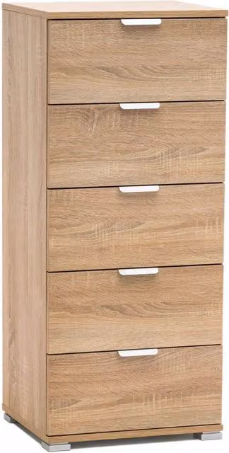 Mobiletto con 5 cassetti GIORDANOSHOP in MDF marrone chiaro, H 103 x L 45 x P 38 cm – 1