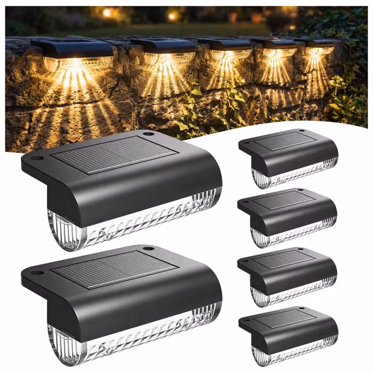 Lampade solari da esterno a forma di lanterna, set di 6, impermeabili (grado di protezione IP65), ideali per recinzioni