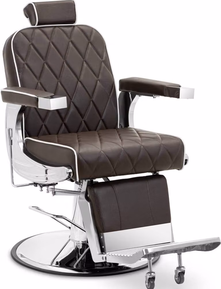 Expondo physa Poltrona da parrucchiere con poggiapiedi - 58 - 71 cm - 150 kg - Marrone