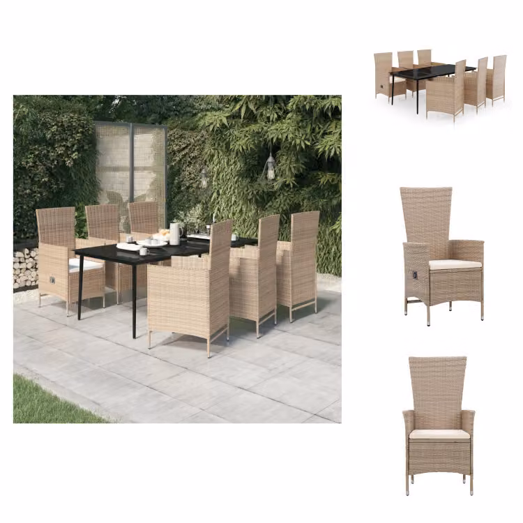 vidaXL Set da pranzo da giardino 7 pezzi con cuscini Beige - Set di mobili da giardino