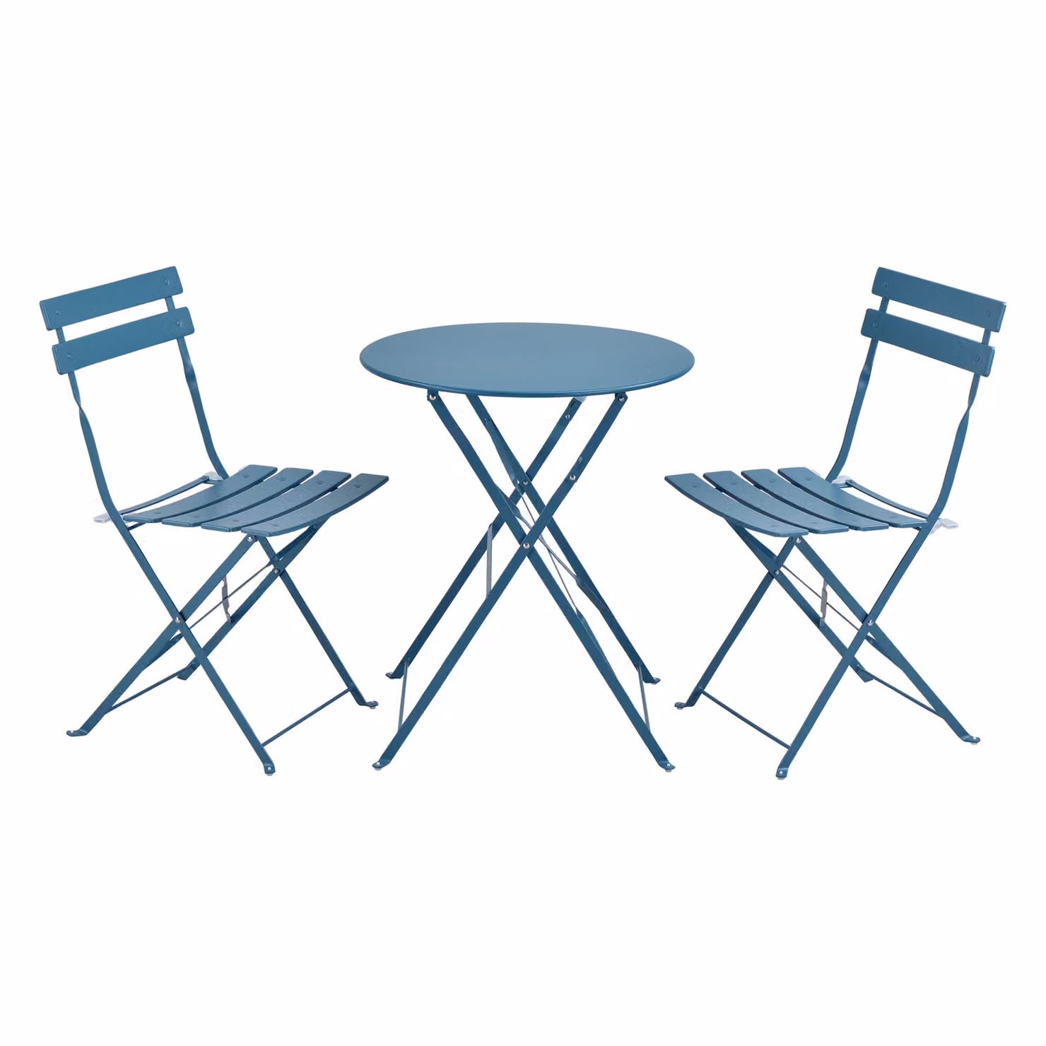Set da bistrot 'Caprile' 3 pezzi. pieghevole in acciaio turchese