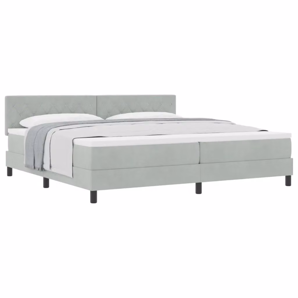 Letto moderno vidaXL in velluto grigio con materasso L/P/H: 200 x 200 x 28 cm – 2