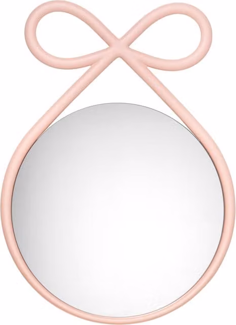 Specchio rotondo da parete Qeeboo Ribbon rosa in polipropilene, Diametro: 60 cm