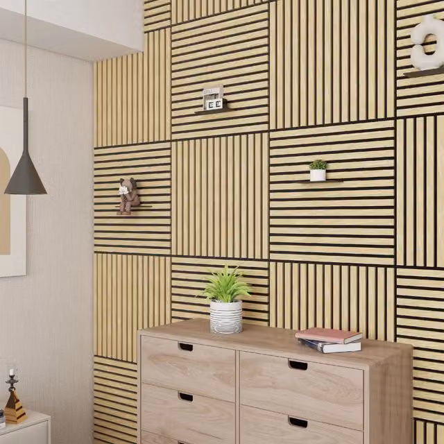 Set di 16 Pannelli Murali 3D Fonoassorbenti NEU.HOLZ con Effetto Legno Rovere Chiaro, L/P/H: 60 x 60 x 2,1 cm, Copertura 5,76 m² – 1