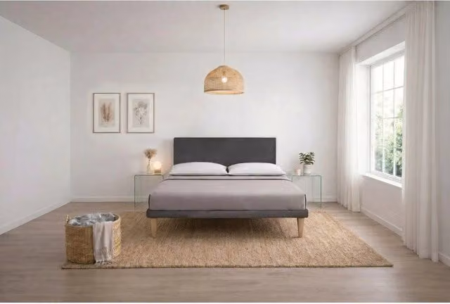Letto imbottito Matrimoniale 160x190 cm Vertical - Con rete,Microfibra,Grigio