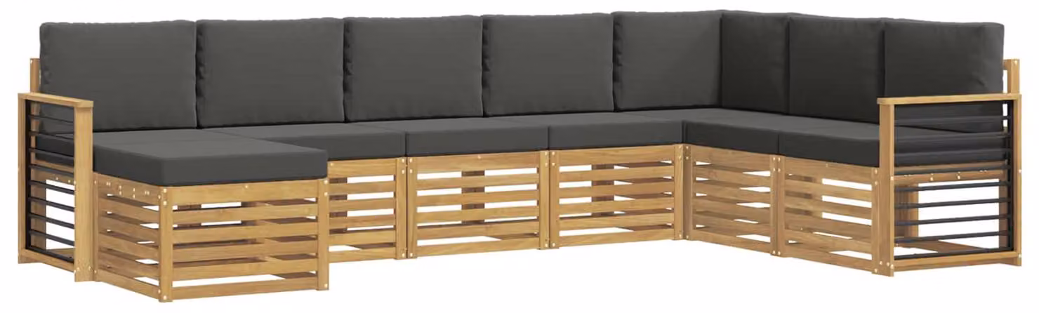 Set di divani da esterno, 8 pezzi, bianco e antracite