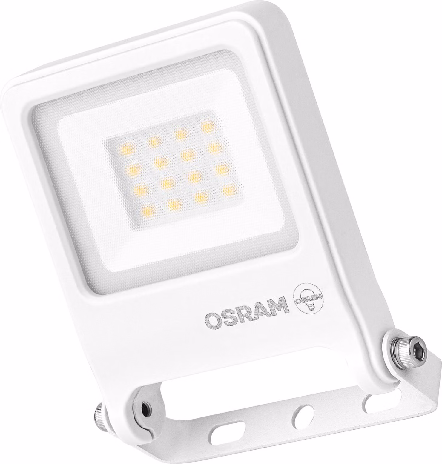 OSRAM ENDURA FLOOD PC 10W Proiettore LED, 3000K bianco caldo, 1000 lumen, IP65 proiettore bianco, materiale riciclato, staffa di montaggio a 180°, bianco