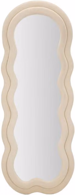 Specchio da parete Miki XL con cornice in velluto crema