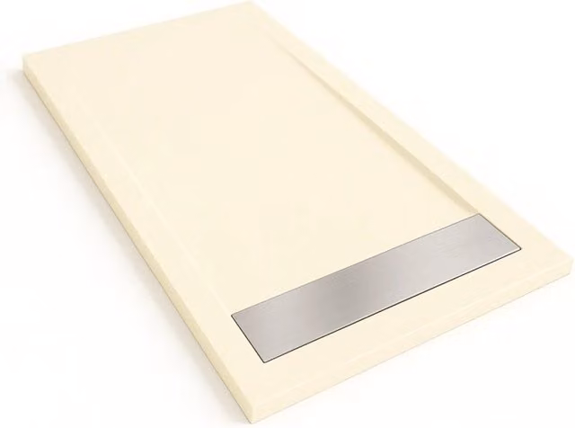 Piatto doccia Bidai con bordo 90X110 cm colore Crema RAL 1013 griglia in Acciaio