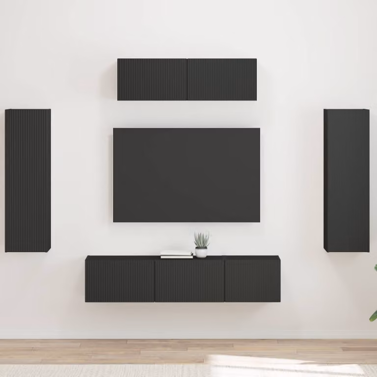 Mobile TV moderno vidaXL in MDF nero per soggiorno e camera da letto