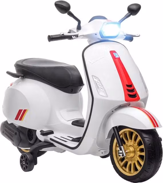 Moto Elettrica per Bambini Minimal Bianca con Batteria Ricaricabile e Luci e Suoni