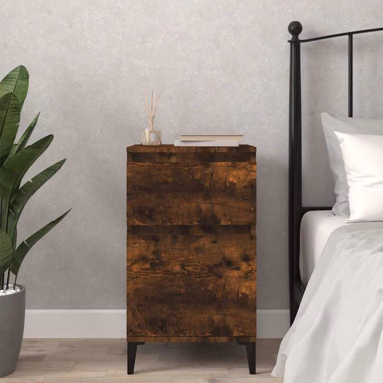 Comodino moderno vidaXL in rovere fumo marrone L: 40 cm, P: 35 cm, H: 70 cm