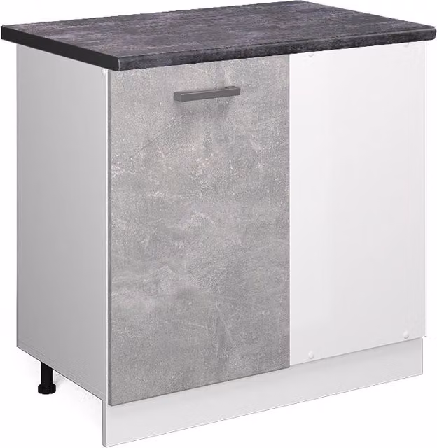 Mobile ad angolo cucina R-Line Calcestruzzo/Bianco 86 cm, PL Antracite Vicco
