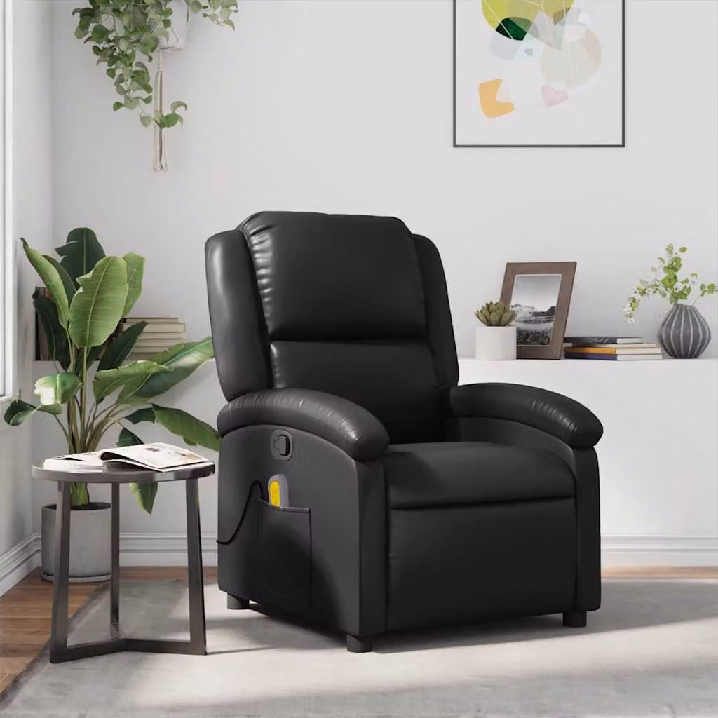 vidaXL Poltrona Reclinabile Relax in Similpelle Nera con Braccioli