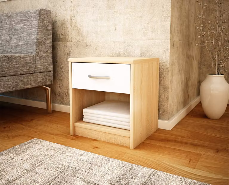 Comodino LUAN – rovere sonoma / bianco