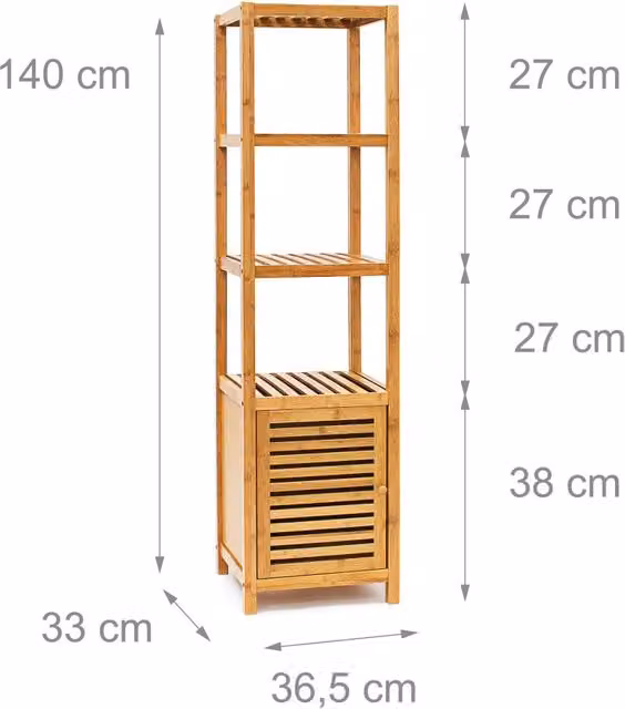 Pratica scaffalatura per bagno e cucina 80 x 36,5 x 33 cm decorativa in stile nordico in bambù naturale 13_0005177
