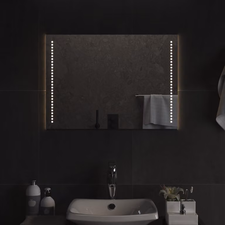 Specchio da bagno moderno vidaXL con luci LED, rettangolare, L: 50 cm, H: 70 cm