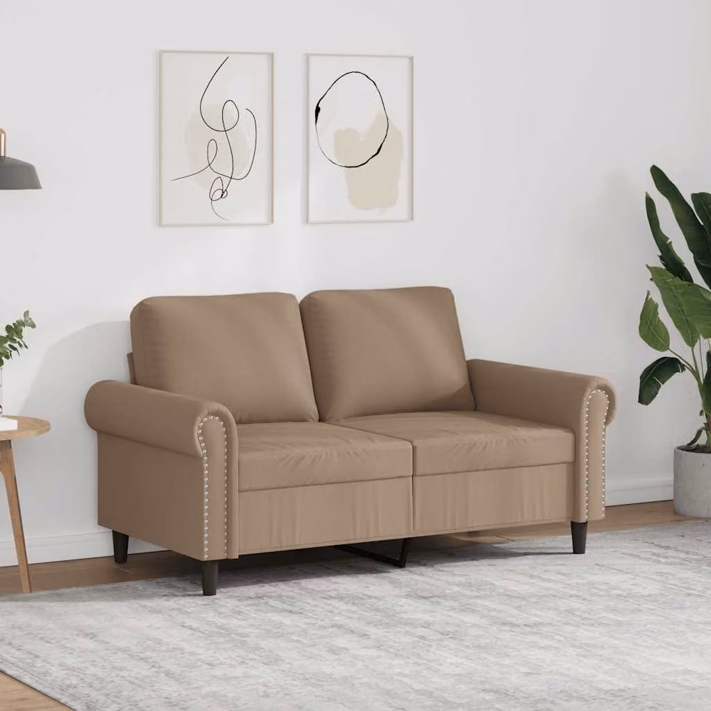 Divano a 2 posti moderno vidaXL in similpelle e tessuto beige e marrone con struttura in metallo per il tuo soggiorno