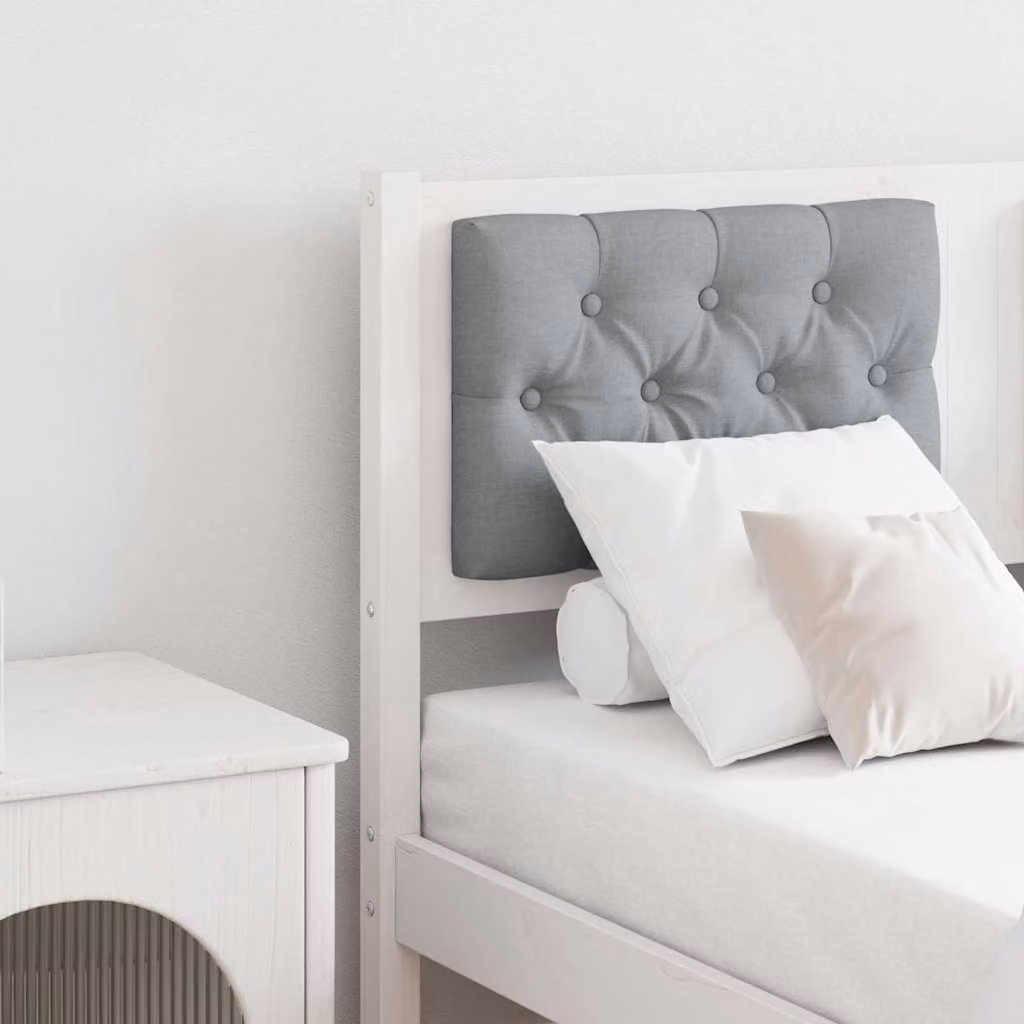 Testiera per letto imbottita vidaXL in legno di pino massello, Bianco e Grigio