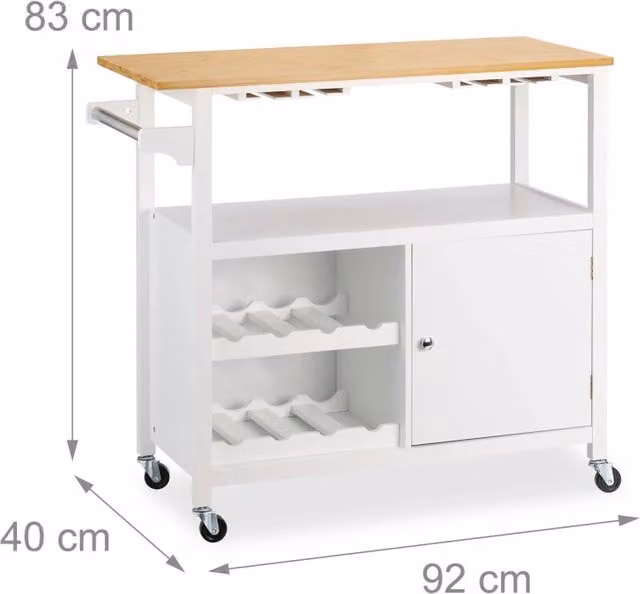 Carrello da cucina con ruote spazio di archiviazione 75 x 40 x 85 cm pratico design contemporaneo in legno bianco 13_0016682