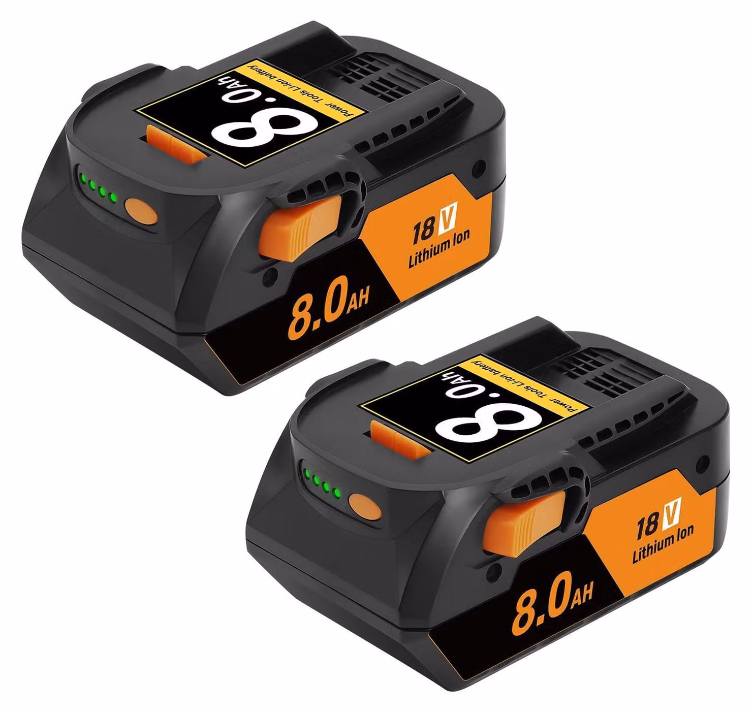 Set di 2 batterie da 18V, 8,0Ah - Batteria di ricambio agli ioni di litio - Compatibile con i modelli R840087, R840085, L1815R, L1850R, L1830R, R840083 - Per utensili elettrici senza fili