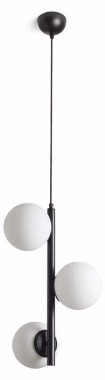RED - DESIGN RENDL RENDL ETHERIA Lampada a sospensione, vetro opalino nero, 230 V, E27, 3 x 11 W, R14484