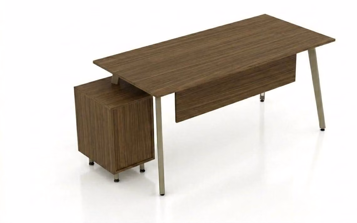 Scrivania con cassetto estraibile su ruote, in legno di quercia, stile moderno, ideale per l'ufficio domestico