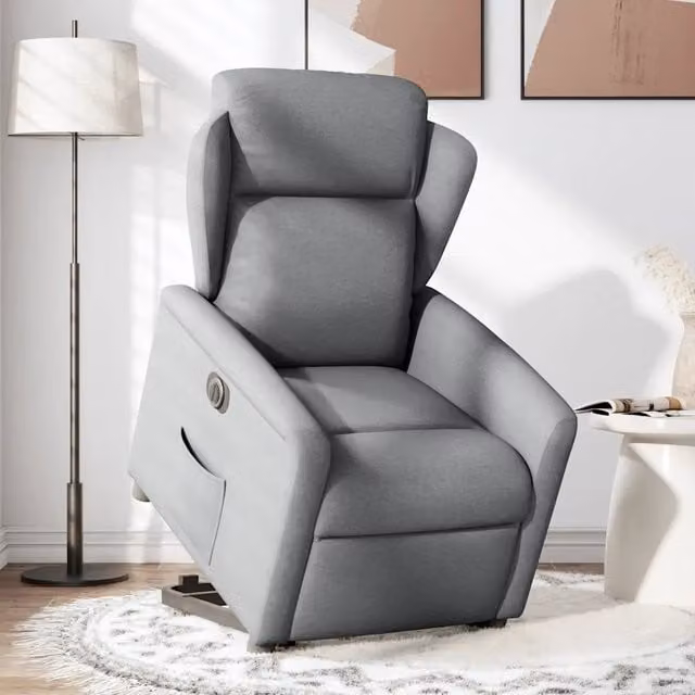 Poltrona Reclinante Elettrica con Funzione Alzapersona vidaXL in Tessuto Grigio – 1