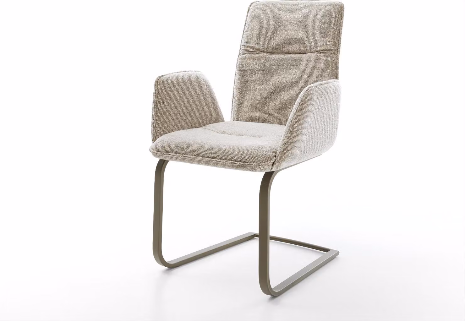 DELIFE sedia a sbalzo Vinja-Flex tessuto morbido beige sedia a sbalzo effetto piatto finitura titanio