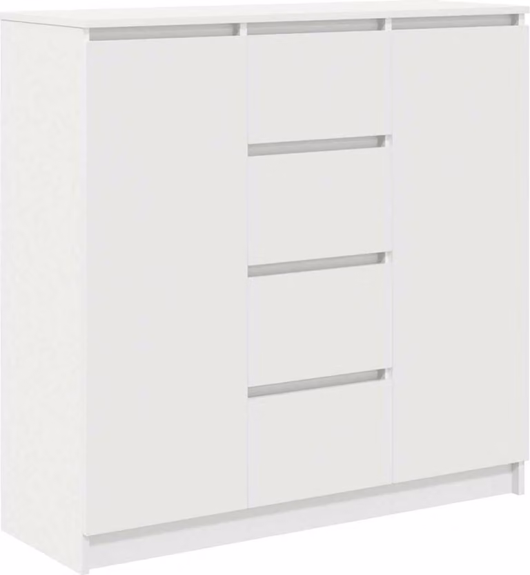 Credenza con Cassetti Bianco 100,5x35x98,5 cm Legno Multistrato