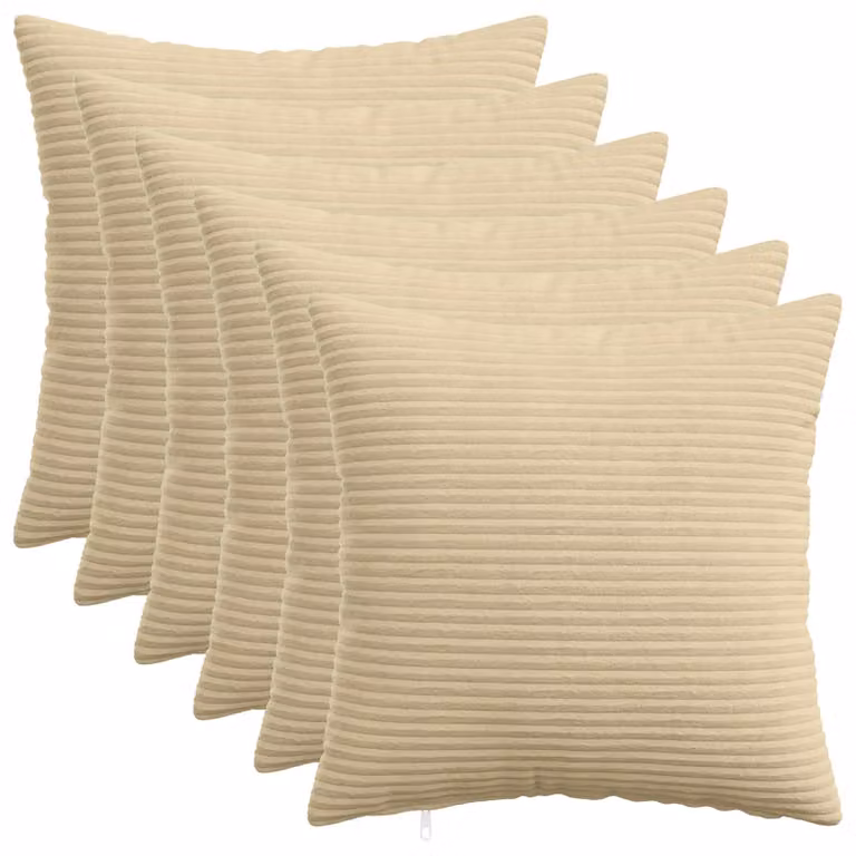 Set di 6 federe quadrate vidaXL HEERLEN in velluto a coste, Grigio Verde e Beige, L 30 x P 30 cm