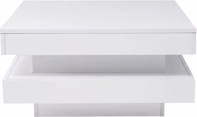 Tavolino Quadrato Bianco Lucido 70x70x36 cm con Illuminazione LED Bluetooth