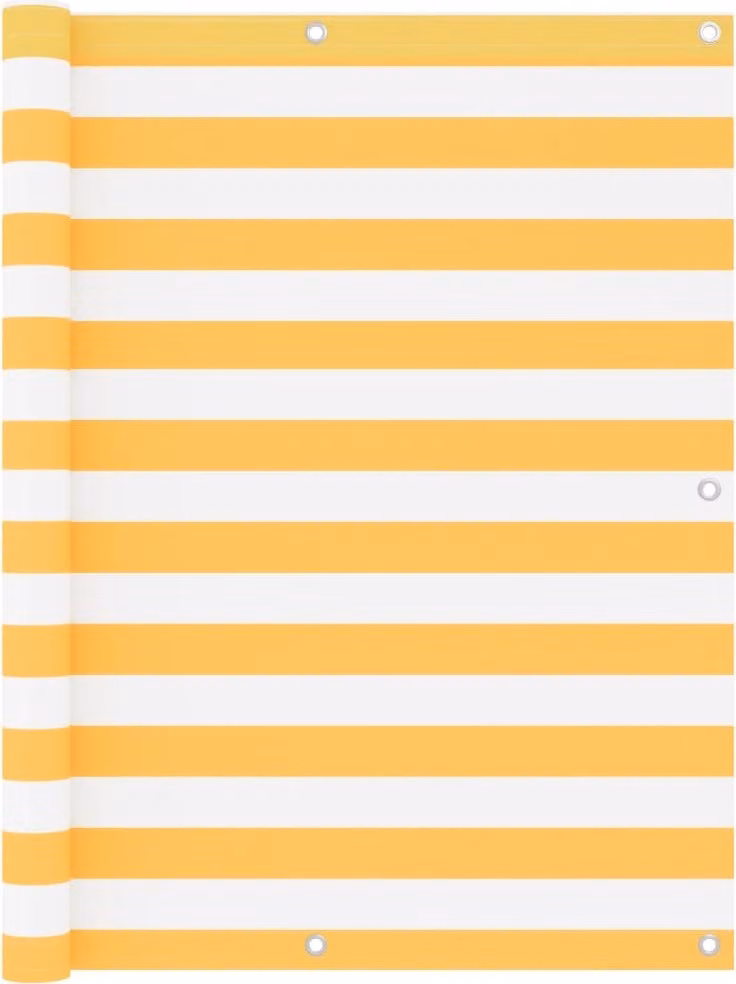 The Living Store Paravento per balcone bianco e giallo 120x500 cm Tessuto Oxford
