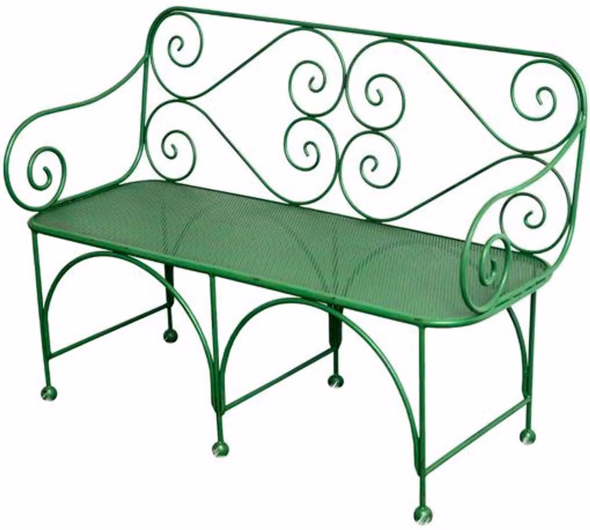 Panca da giardino Casa Padrino, design Art Déco, seduta forata, colore verde, dimensioni 1,2m x 0,48m x 0,9m