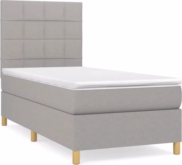 Letto singolo | Letto per adulti | Giroletto a Molle con Materasso Grigio Chiaro 90x190 cm Tessuto