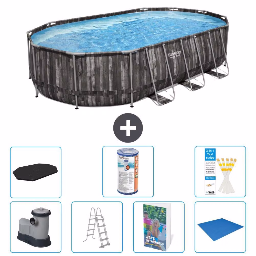 Bestway Power Steel, piscina ovale - 610x366x122 cm - composta da 6 parti - modello S594