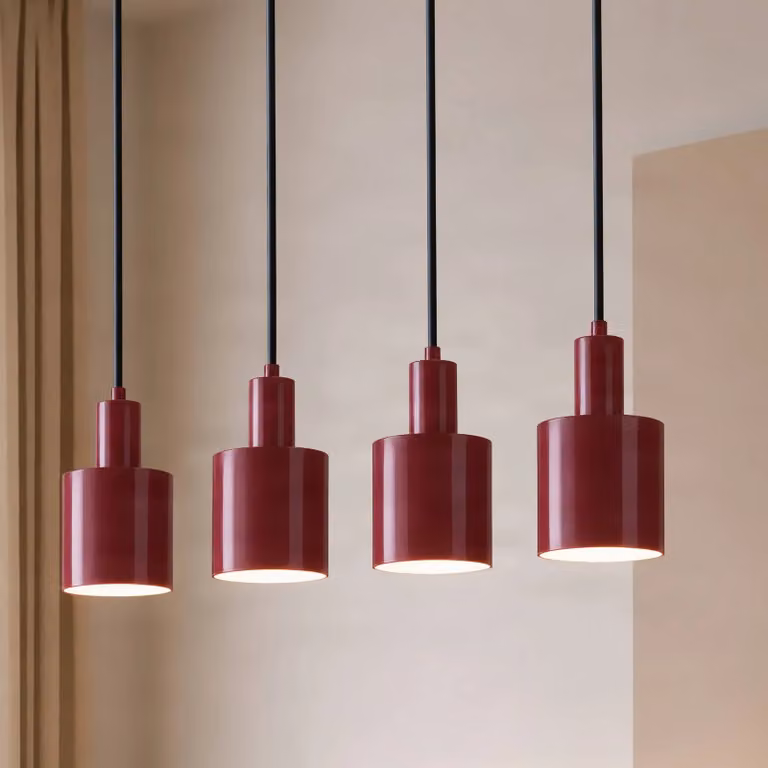 Lampada a sospensione Ovelia Lindby, dimmerabile, Rosso, Soggiorno / Sala da pranzo, Metallo, Moderno, Lampada a sospensione
