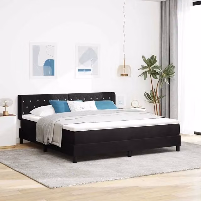 Letto Ibrido con Testiera in Velluto Nero vidaXL L/P/H: 200 x 180 x 88 cm