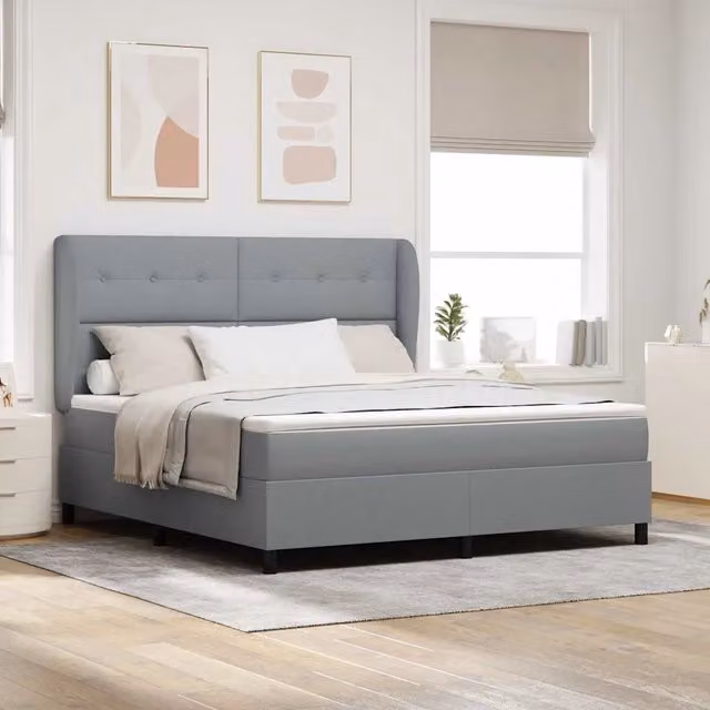 Letto a molle con testiera Grigio chiaro 180 x 200 cm Tessuto 3340578