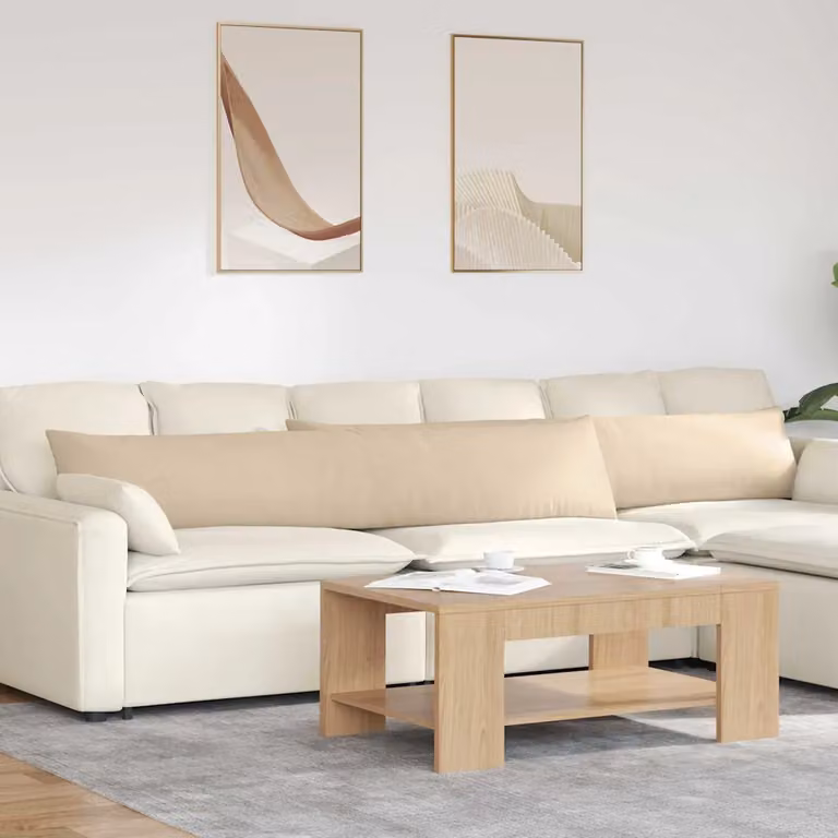 Set di 2 cuscini da divano vidaXL in tessuto beige, forma rettangolare, L 200 cm x P 40 cm x H 40 cm
