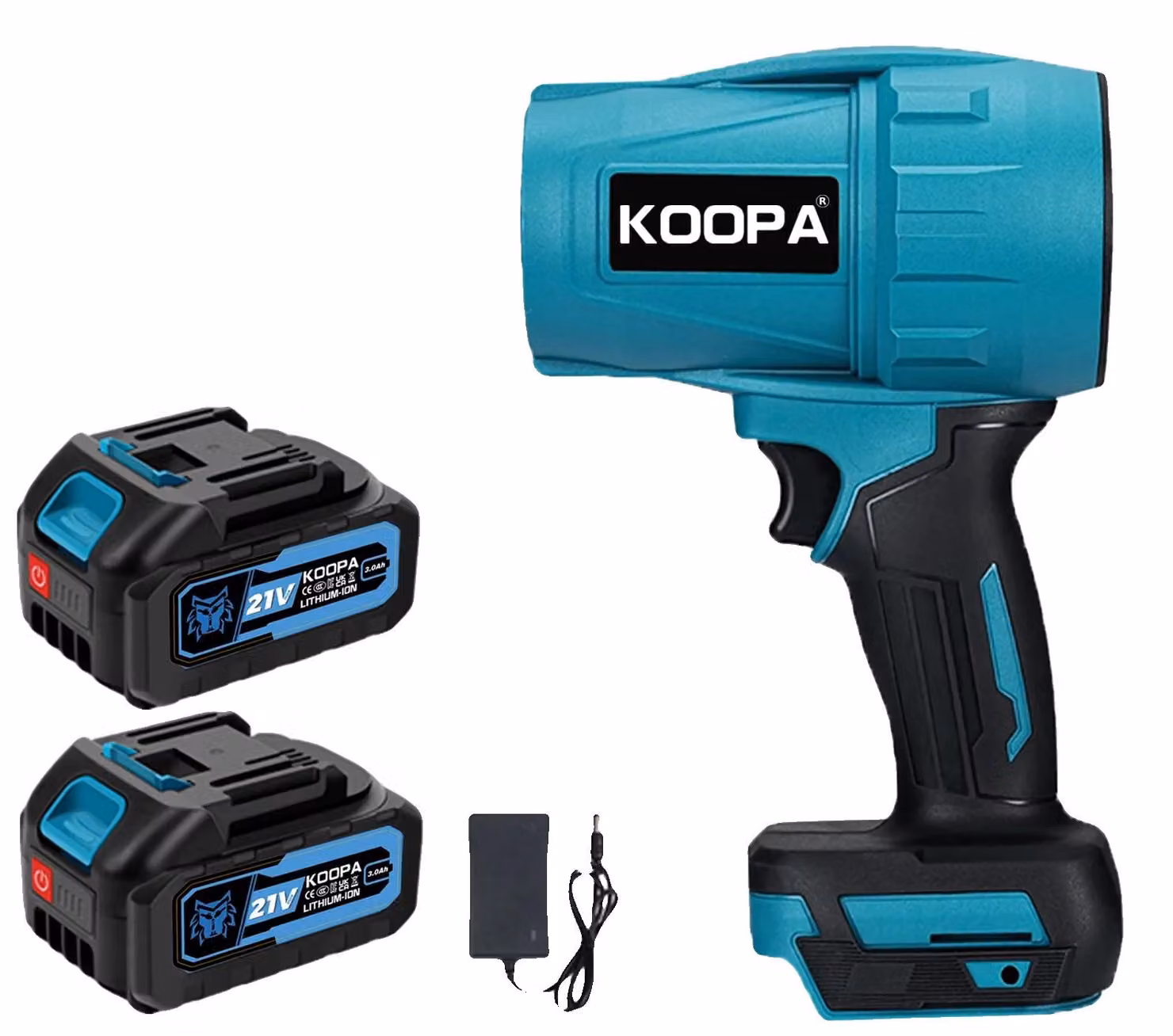 Soffiatore elettrico, motore brushless, elevata velocità di getto d'aria, 2 batterie