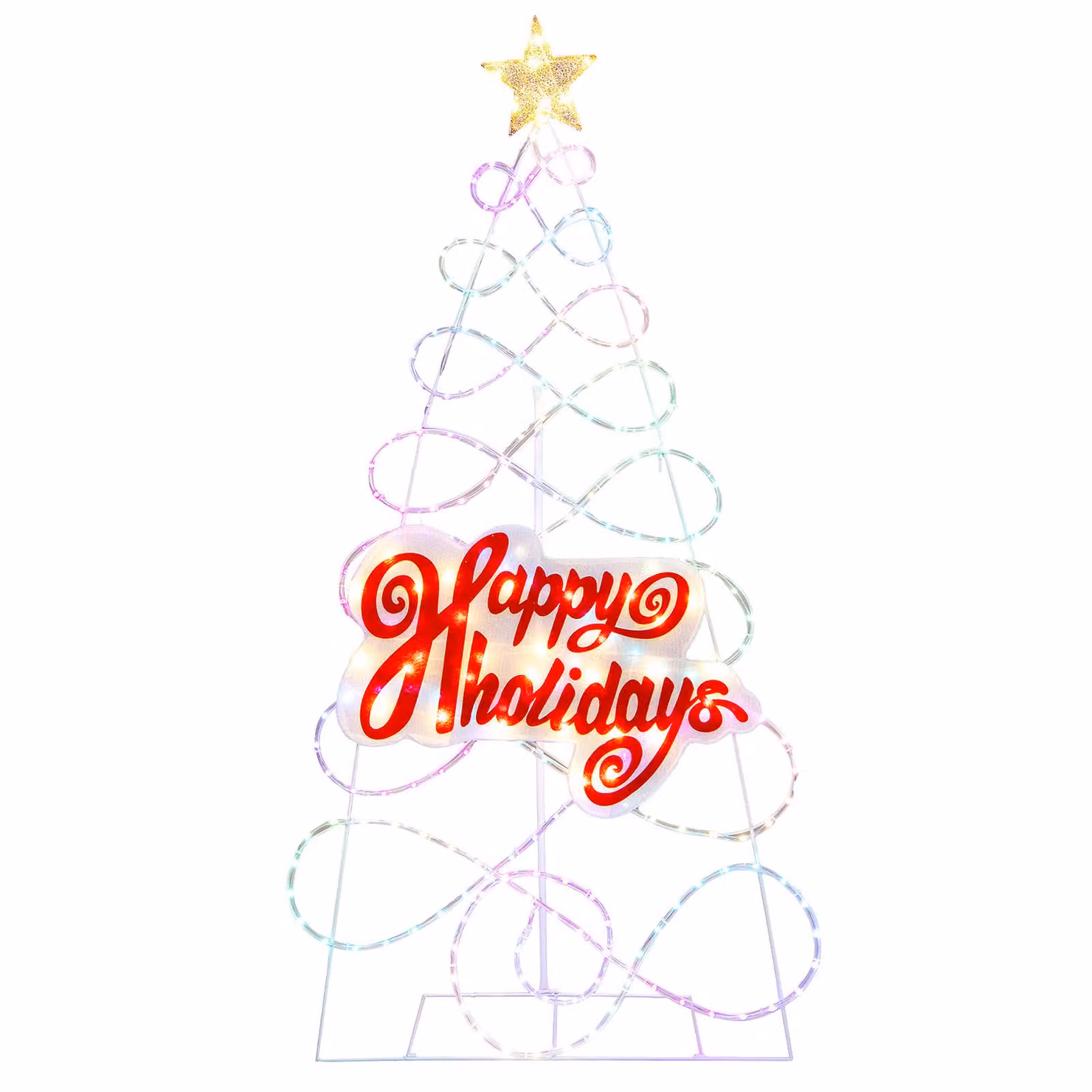 COSTWAY Albero di Natale a LED 170 cm, decorazione natalizia illuminata con 216 LED, 6 modalità di luce, lettere e stelle Albero di Natale luminoso