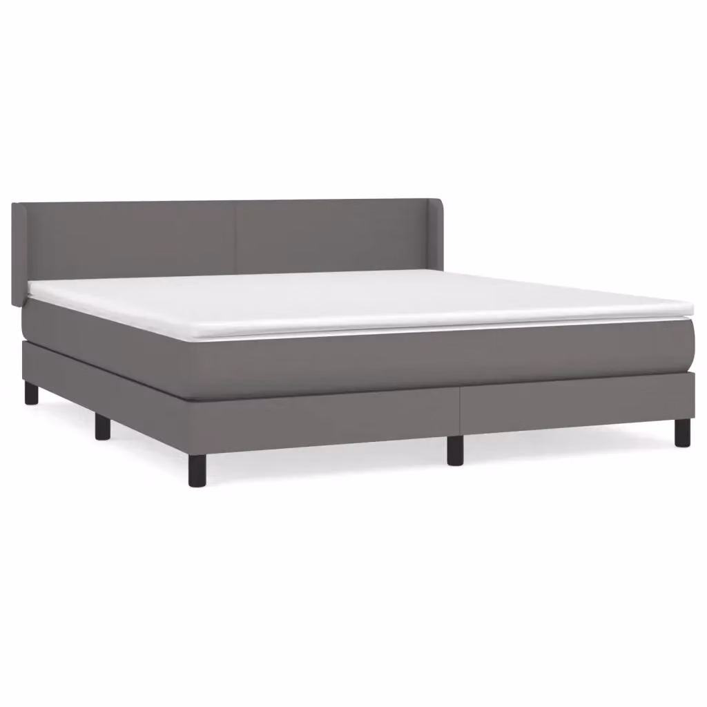 vidaXL Giroletto a Molle con Materasso Grigio in Similpelle, L/P: 180 x 200 cm – 2