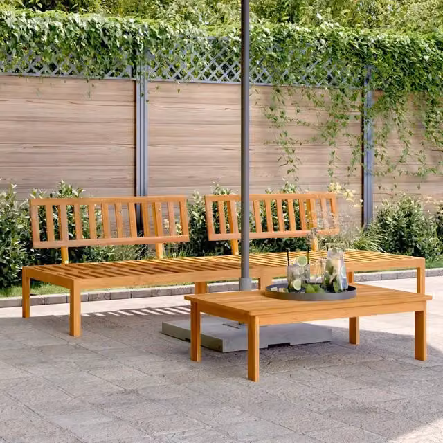 Divano componibile-Divani Centrali da Giardino Pallet 2pz Legno Massello di Acacia 749822