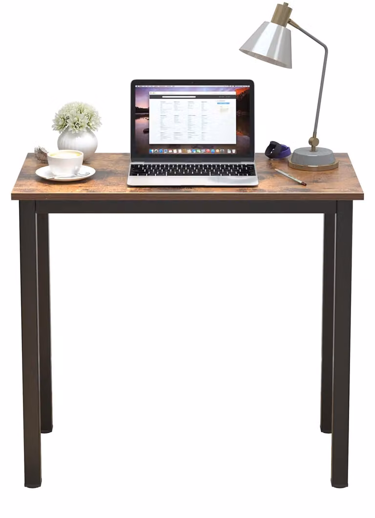 Scrivania per computer, scrivania da ufficio, dimensioni 80 x 40 x 75 cm, realizzata in legno e metallo, colore marrone e nero, ideale per l'ufficio