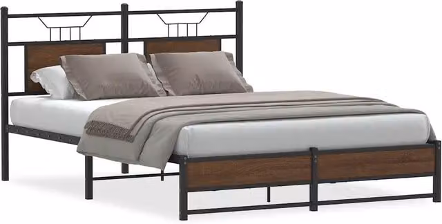 Letto matrimoniale | Letto per adulti | Giroletto senza Materasso Rovere Marrone 140x190 cm Truciolato