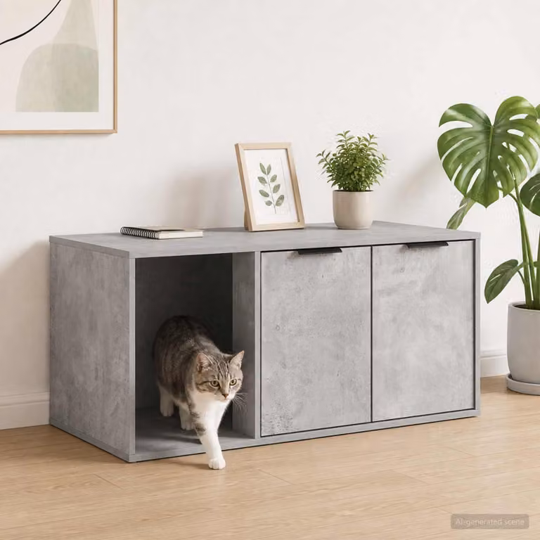 Mobile per gatti vidaXL moderno in MDF Grigio Cemento L 100 x P 49 x H 45 cm