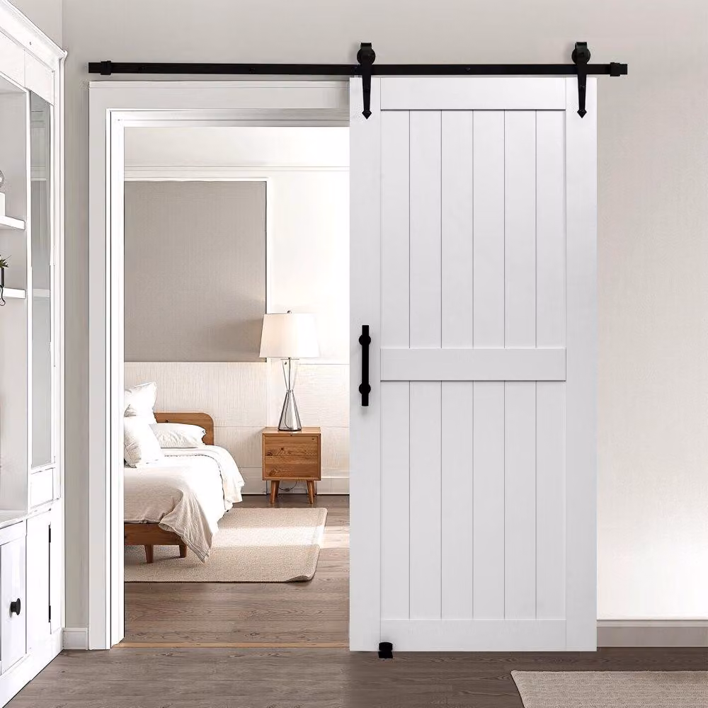 Porta scorrevole. Sistema porta scorrevole - 914 x 2134 mm - MDF - Bianco - Rivestimento in PVC impermeabile