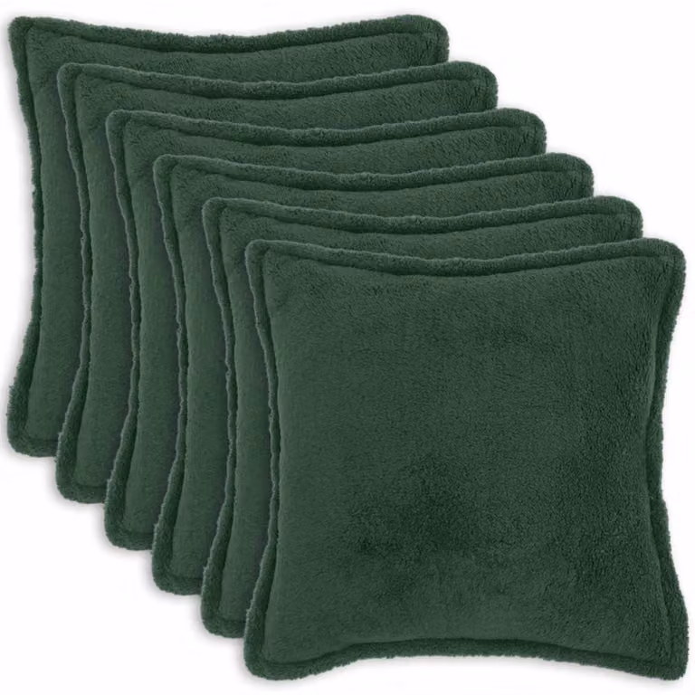Set di 6 federe vidaXL HOUTEN in tessuto bouclé verde scuro, L 80 x P 80 cm