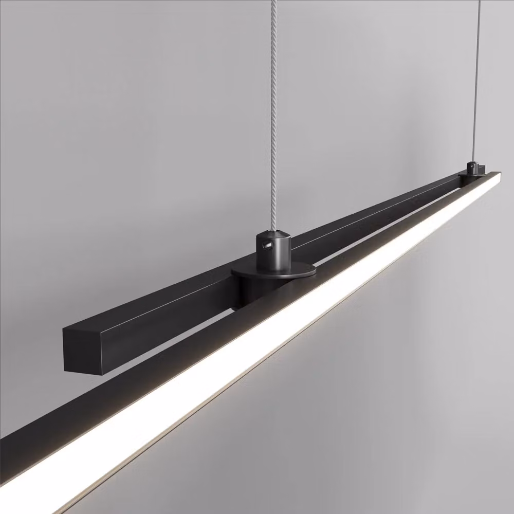 Lampadario a sospensione moderno Halo Maytoni in alluminio nero con 2 luci LED da 48W – 2